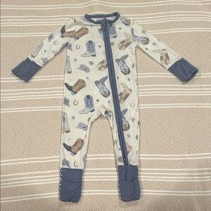 Angel Dear Bamboo Blue Cowboy Boot Print Baby Sleeper 0-3M